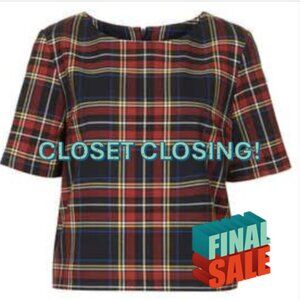 | TOPSHOP | Red Check Tartan Crop Top
